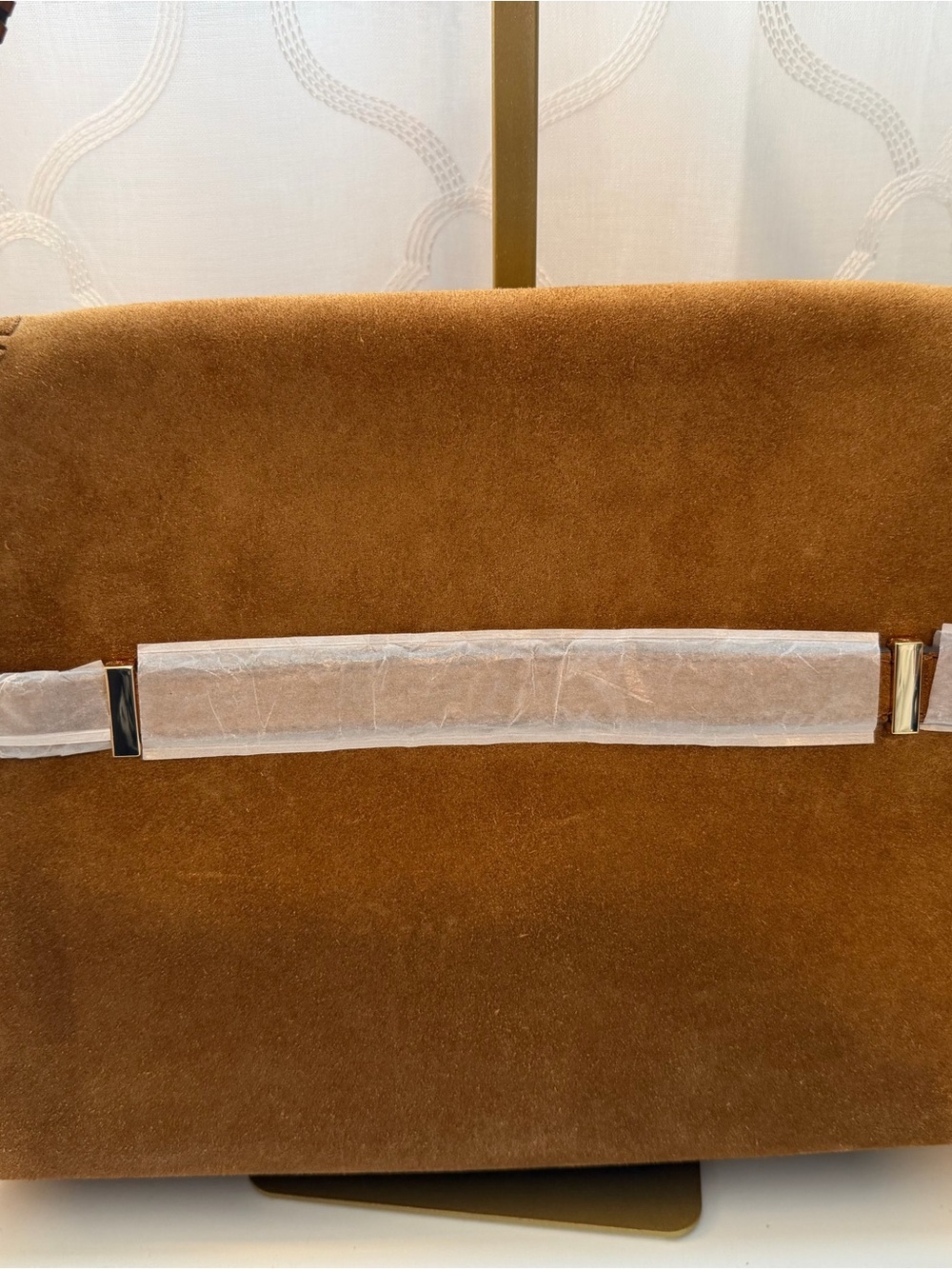 Tory Burch Large Lee Radziwill Whipstitch Suede Shoulder Bag in Wild Tobacco - Picture 4 of 11
